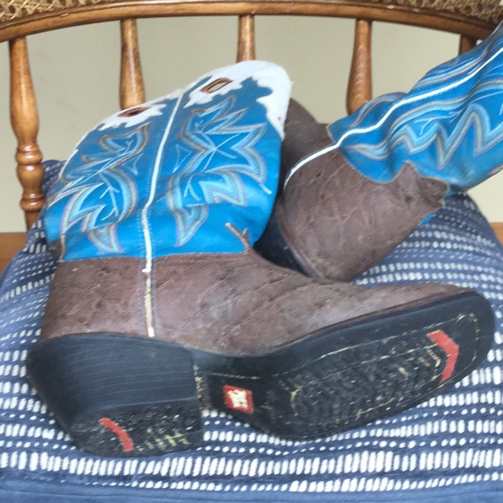 Tony lama buckaroo cowboy rodeo boots western ranch equestrian cowgirl roper - Picture 7 of 12